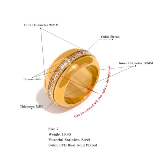 💛Gold plated chunky CZ ring - Picture 3 of 5